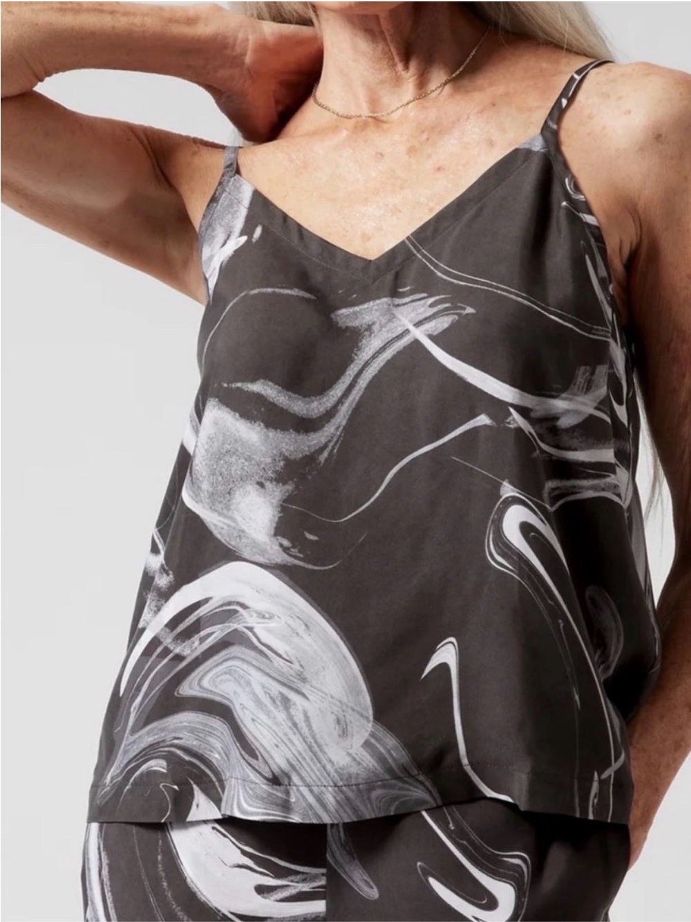 NEW Athleta Calm Cool Cami Gray Marble Swirl Tank Top Plus Size 1X